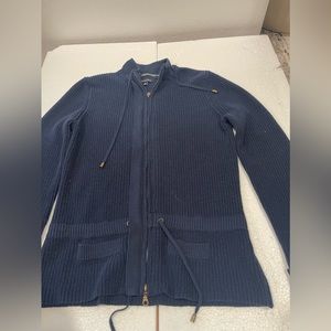 Notation 100% Cotton Navy sweater with a pull up zipper in Size M